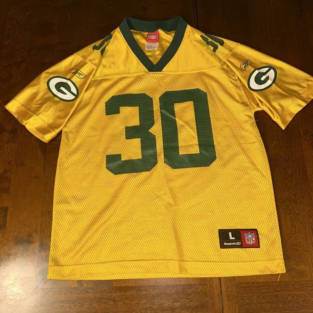 VTG Ahman Green Green Bay Packers Jersey Youth L Yellow 30 Equipment Mesh Reebok